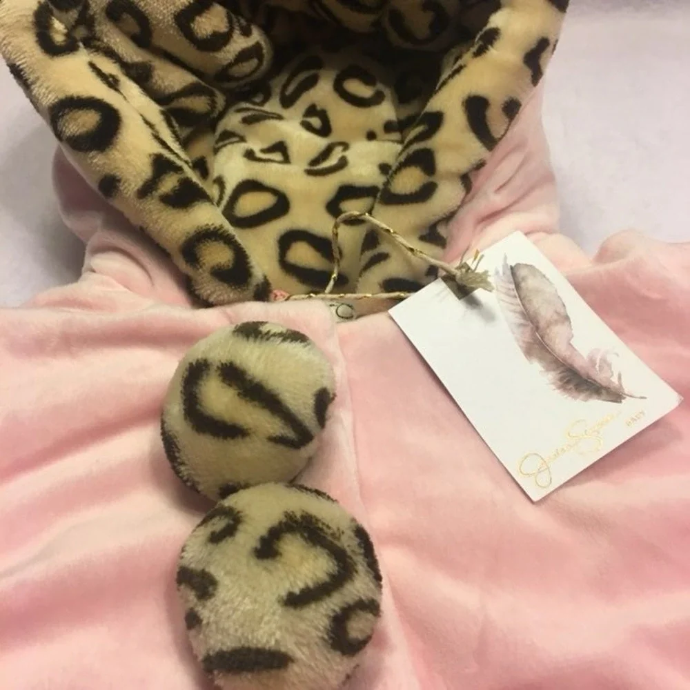 Jessica Simpson Jacket Baby Girls 18M Pink NWT Leopard Faux Fur Hooded J1JS2035H